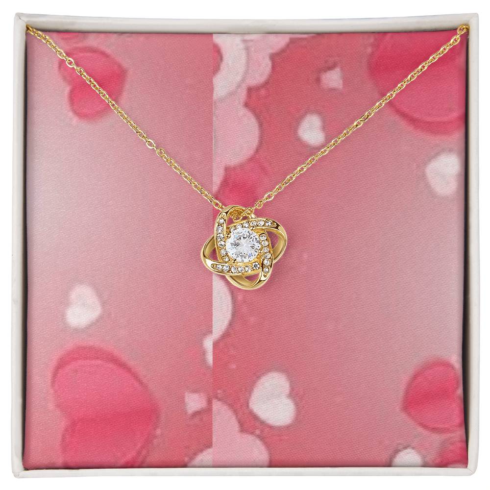 Yellow & White Gold Love Knot Necklace | Elegant Two-Tone Gold Jewelry